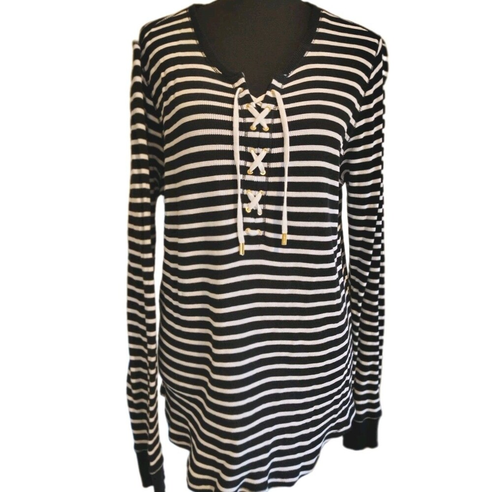 Lauren Jeans Ralph Lauren Striped Grommet Lace Up Top XL Nautical Y2K Retro 90s